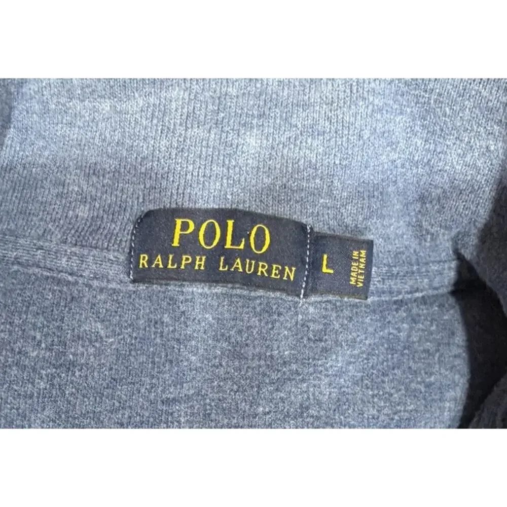 Polo Ralph Lauren Sweater Mens L Blue 1/4 Zip Pullover Blue Pony Collared Preppy